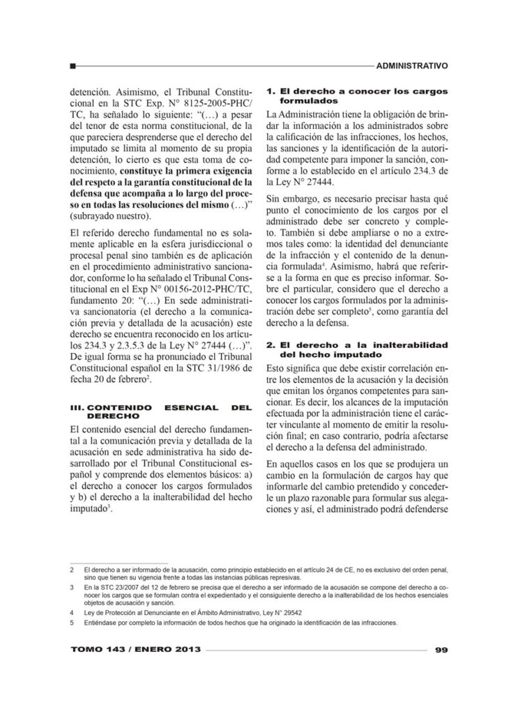 EL DERECHO FUNDAMENTAL A LA COMUNICACIÓN PREVIA Y DETALLADA DE LA ACUSACIÓN EN EL PROCEDIMIENTO ADMINISTRATIVO SANCIONADOR 3 0003 1