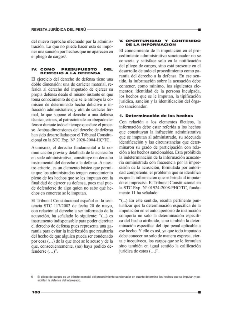 EL DERECHO FUNDAMENTAL A LA COMUNICACIÓN PREVIA Y DETALLADA DE LA ACUSACIÓN EN EL PROCEDIMIENTO ADMINISTRATIVO SANCIONADOR 4 0004 1