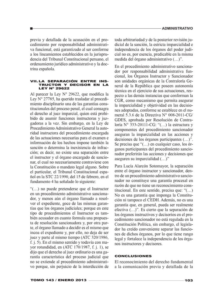 EL DERECHO FUNDAMENTAL A LA COMUNICACIÓN PREVIA Y DETALLADA DE LA ACUSACIÓN EN EL PROCEDIMIENTO ADMINISTRATIVO SANCIONADOR 7 0007